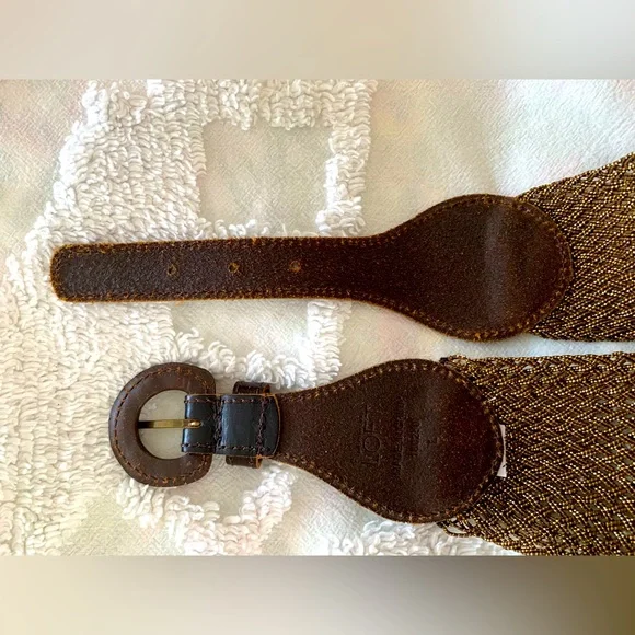 LOFT | Accessories | Loft Belt Brown Leather Golden Fabric  display picture 2